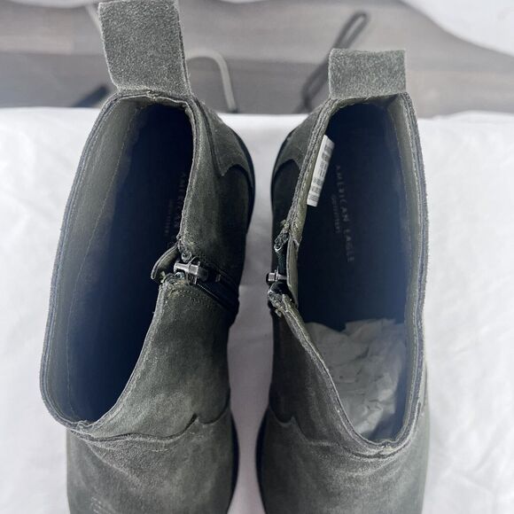 American Eagle Ankle Booties Womens 8M Western Pointed Toe Grey Embroidered Zip - Picture 4 of 11